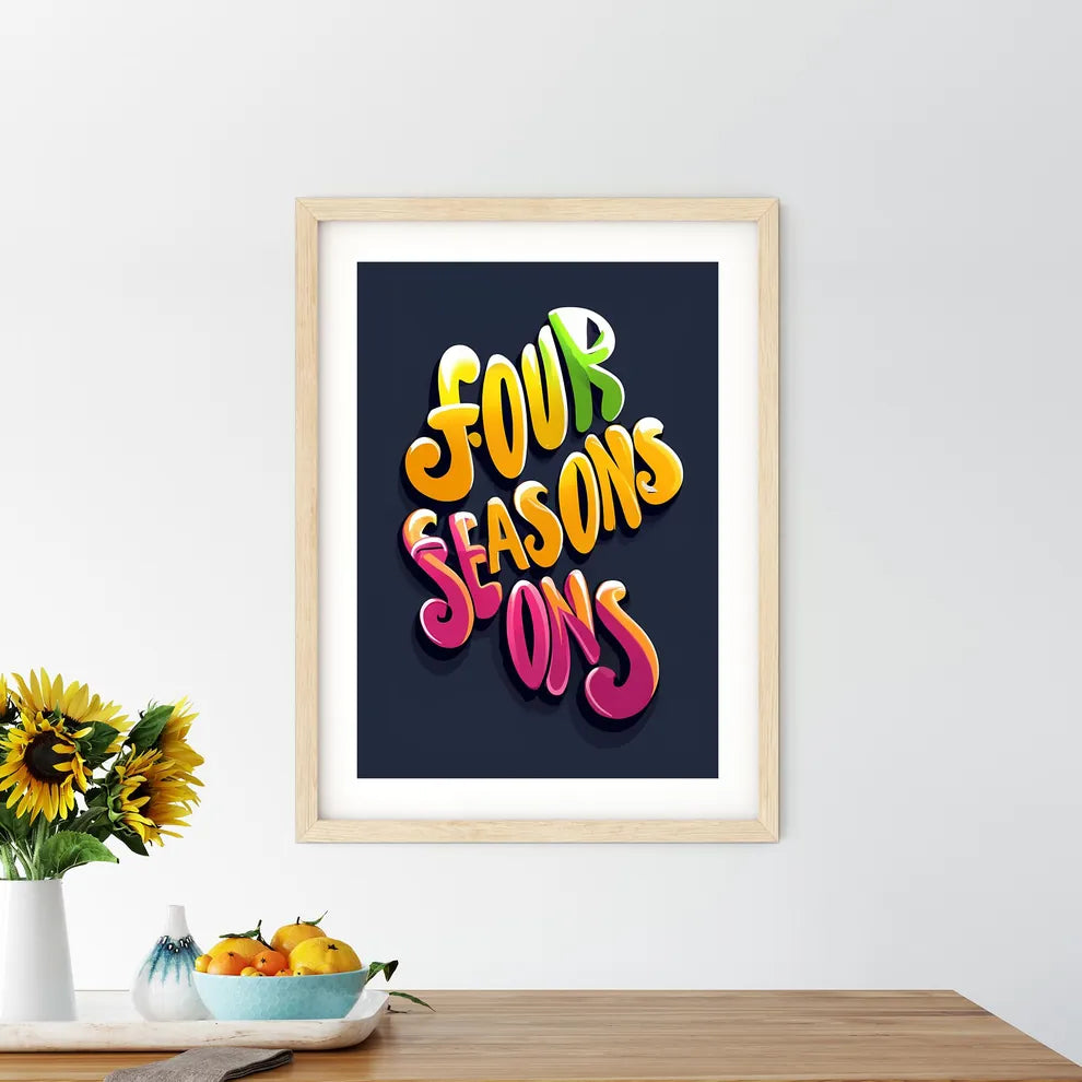 Four Seasons - A Colorful Text On A Dark Bac - Kitchen Hangings