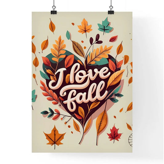 I Love Fall - A Heart Shaped Sign With Leave Poster