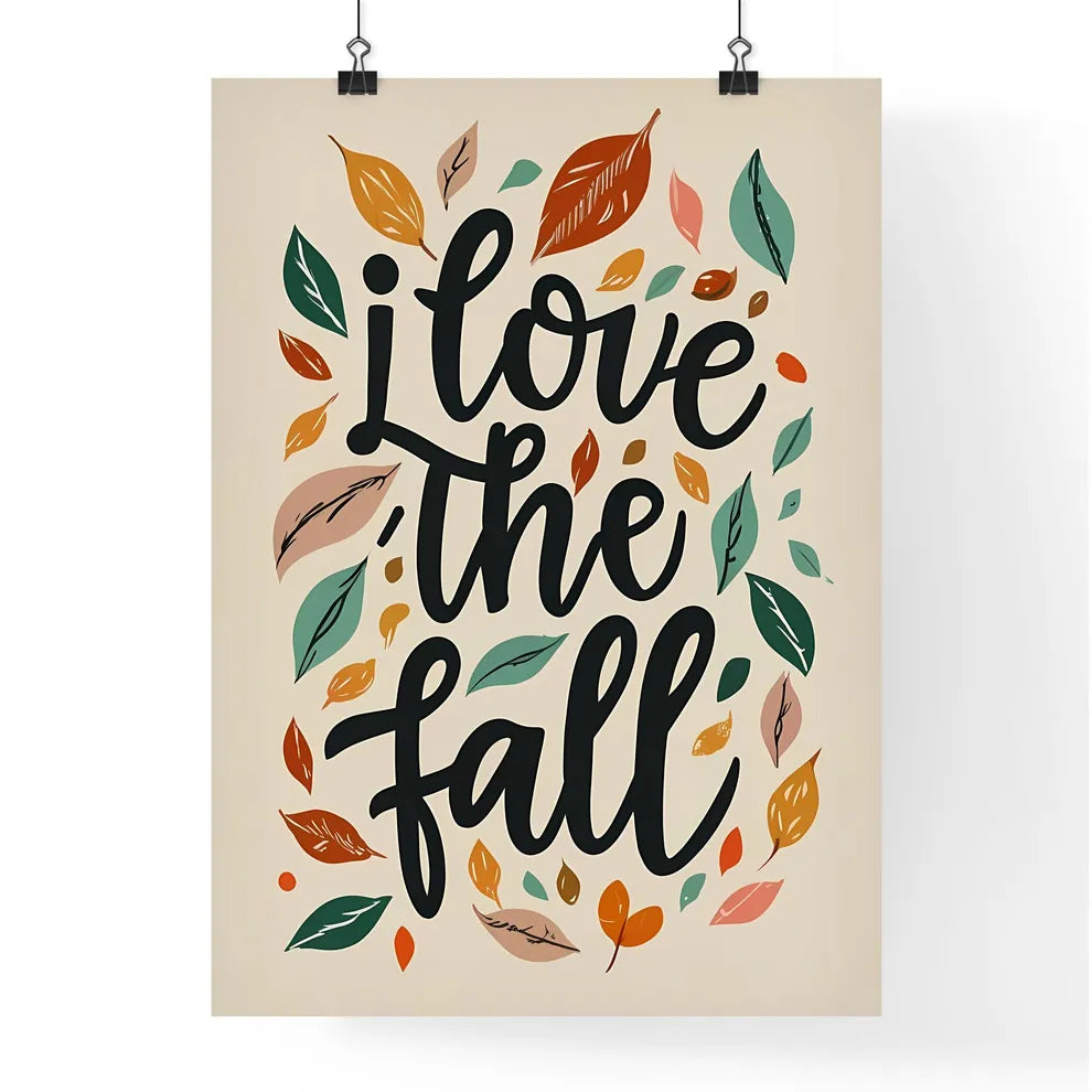 I Love The Fall - A Black Text With Colorful Poster