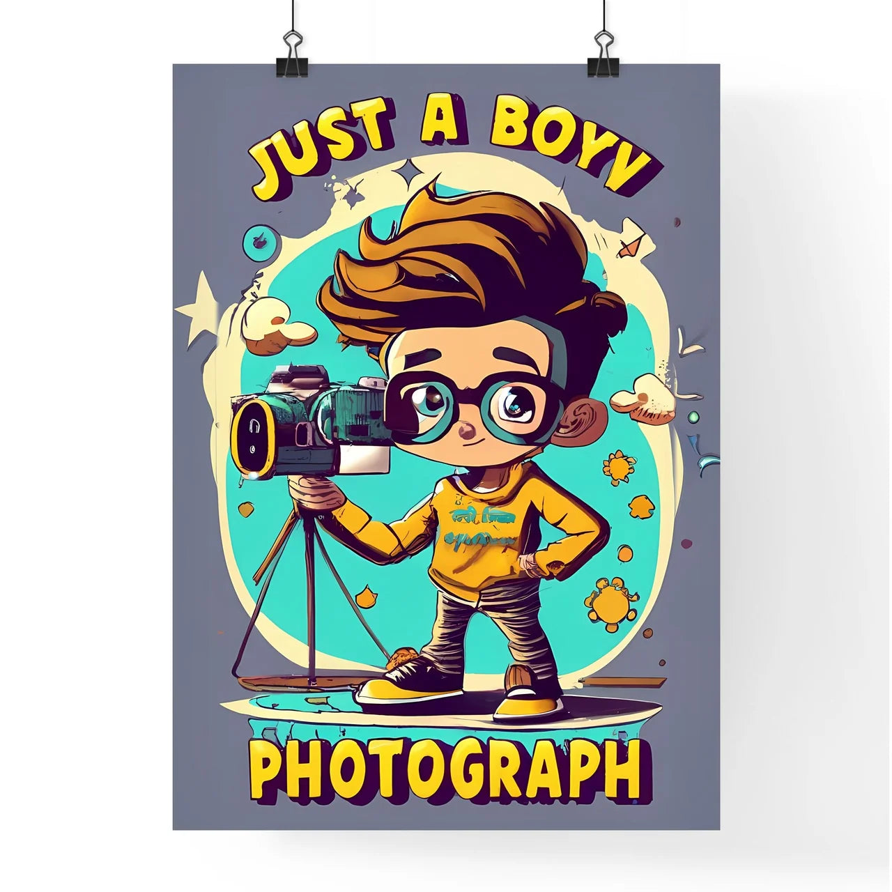 Just A Boy Photograph - A Cartoon Of A Boy H Poster