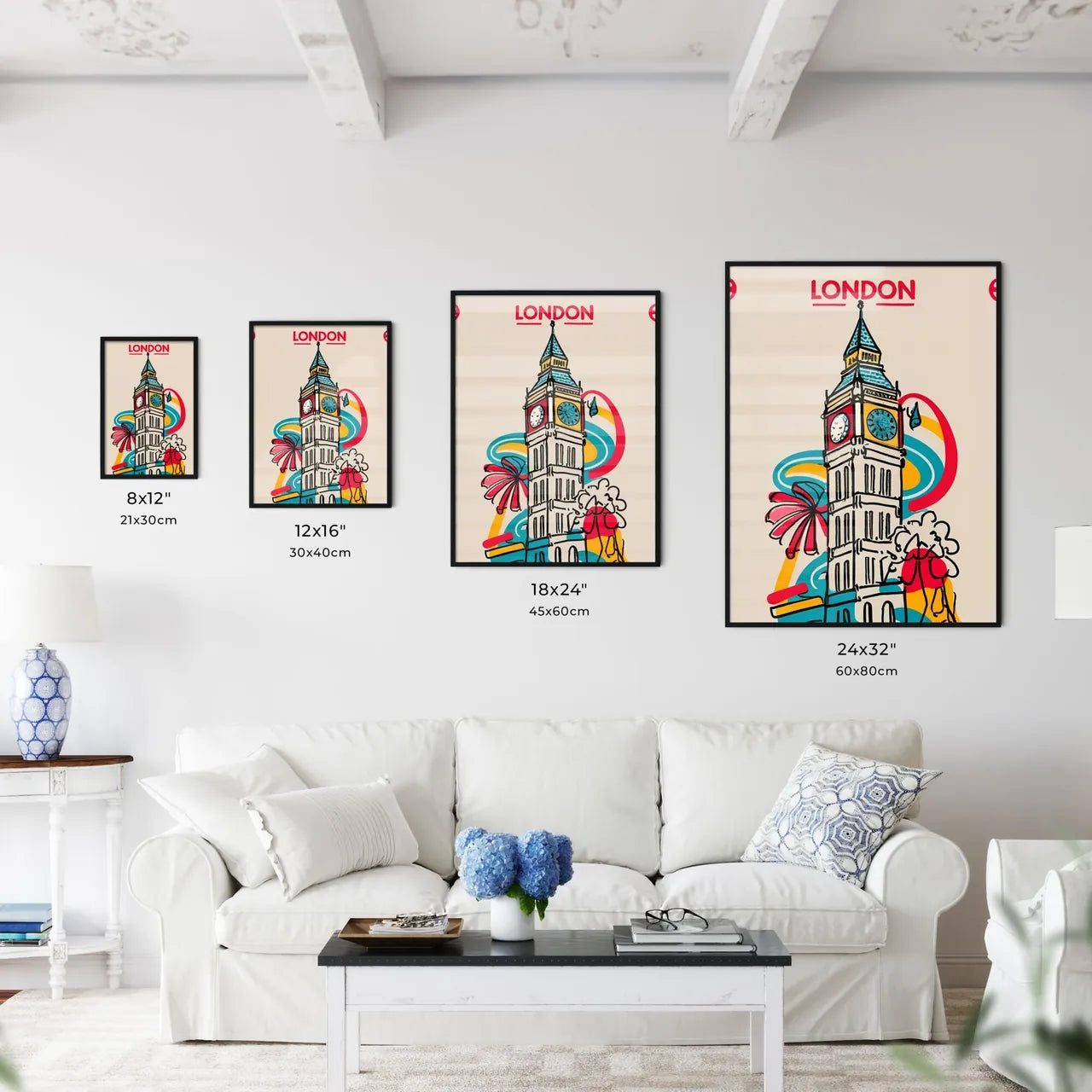 London - A Drawing Of A Clock Tower Art Print Interior Design