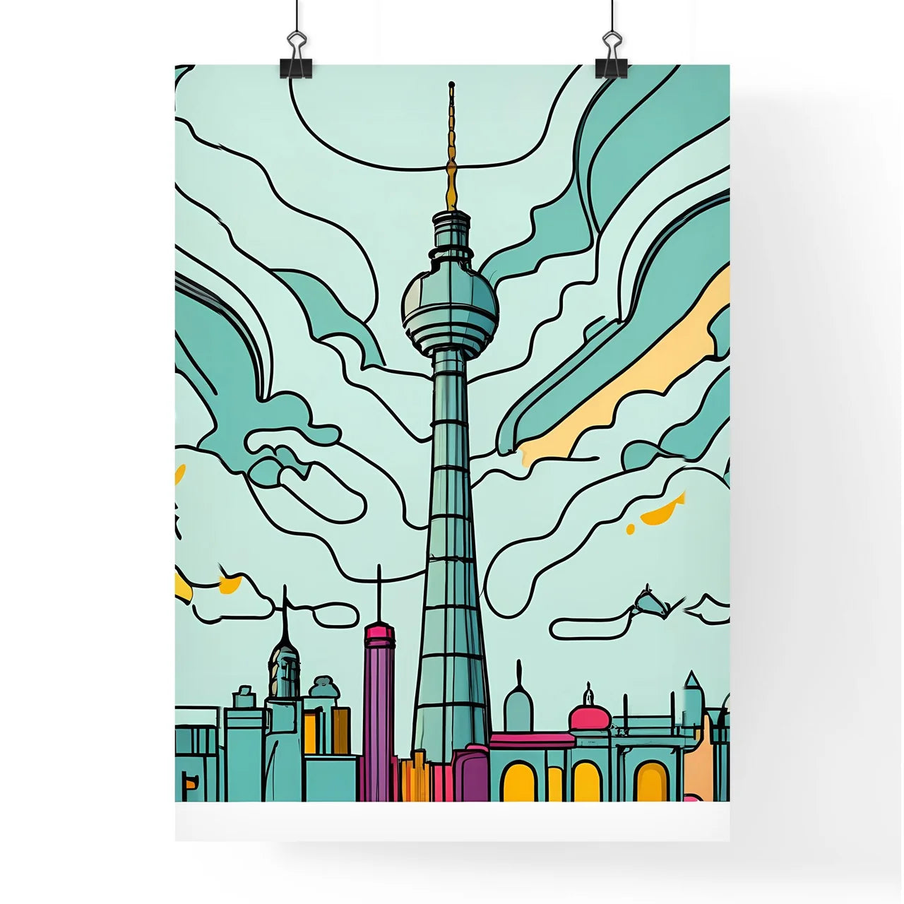 Berlin - A Tower In A City Art Print Poster