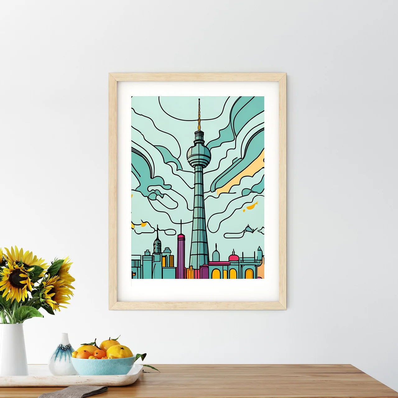Berlin - A Tower In A City Art Print Size Chart