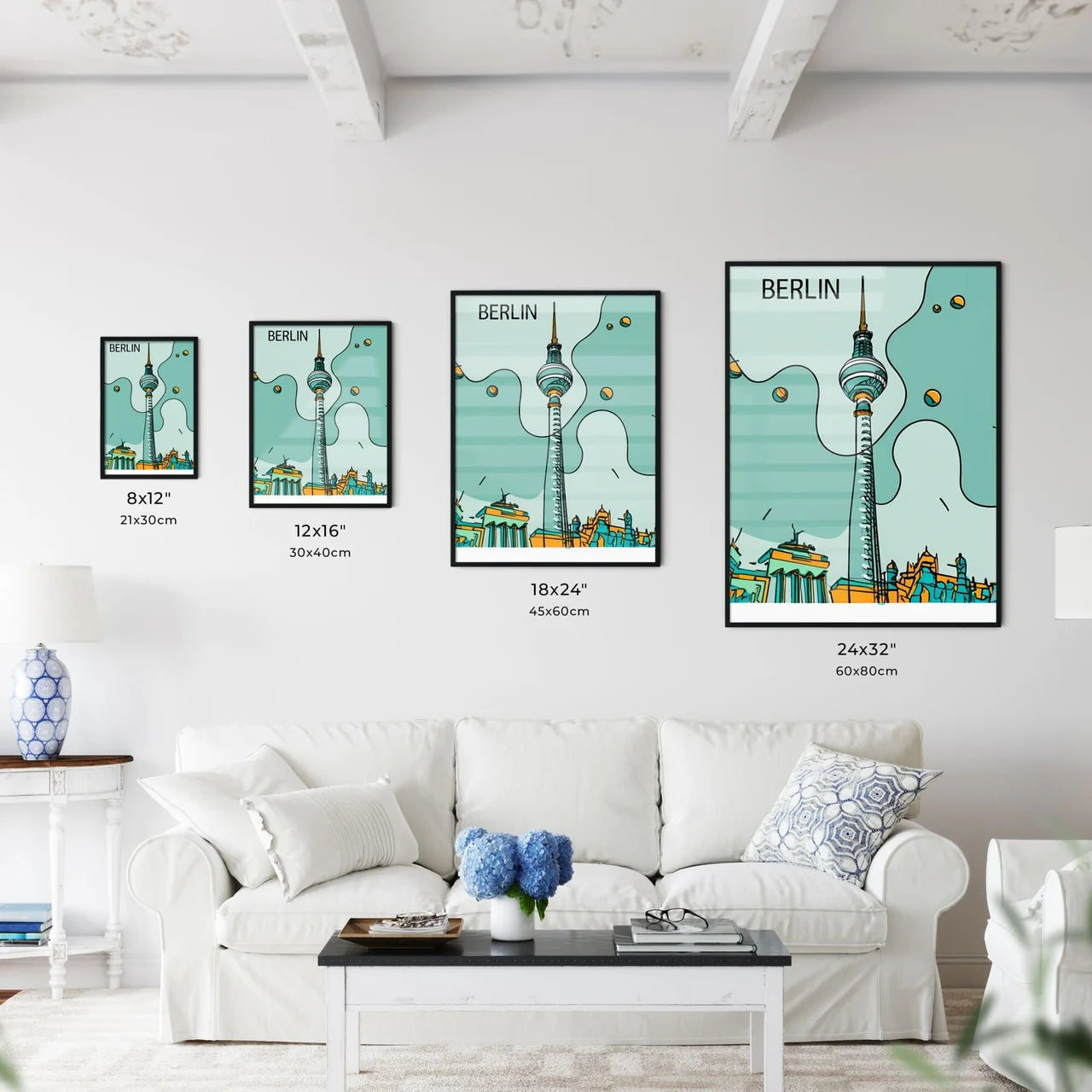 Berlin - A Drawing Of A Tall Tower Art Print Interior Design