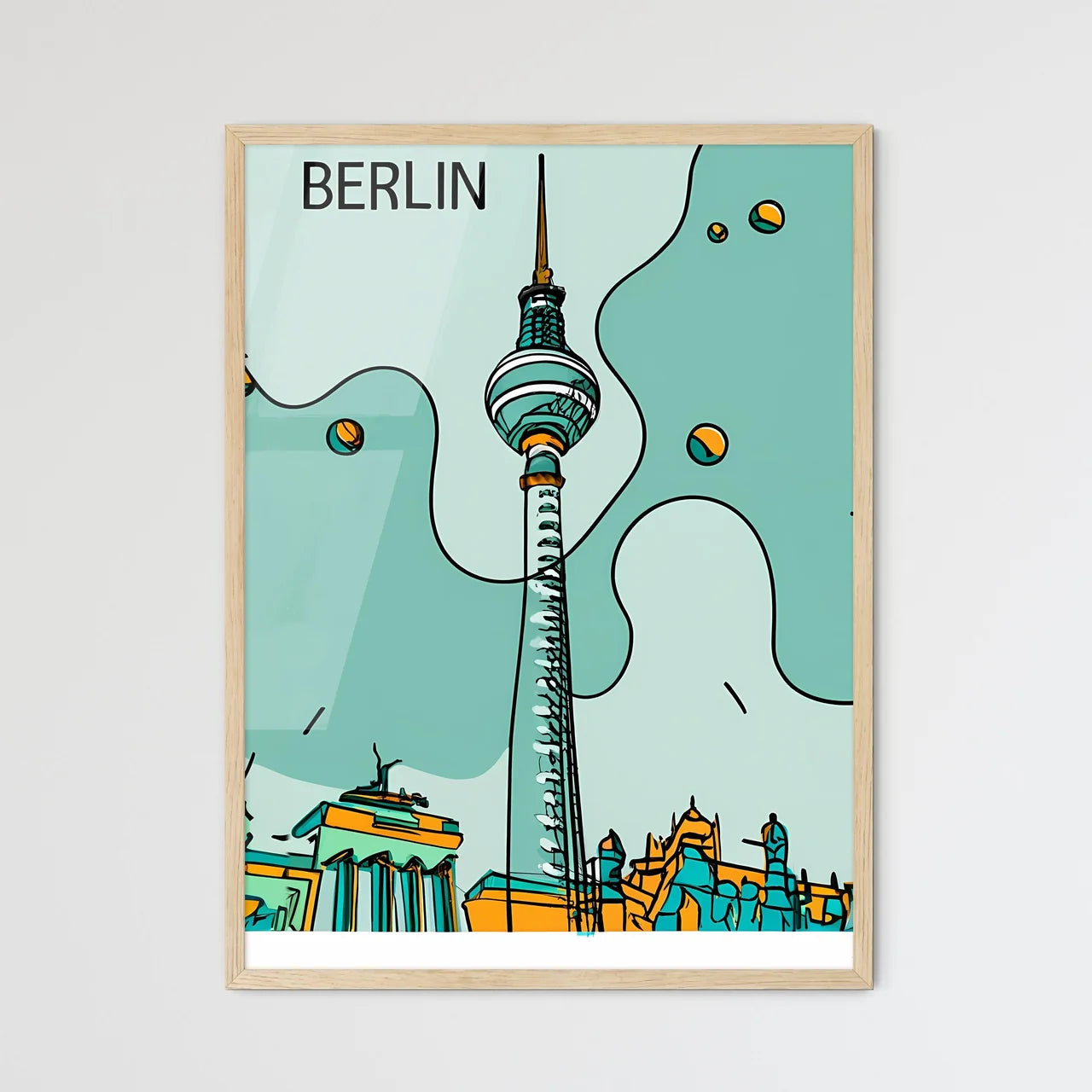 Berlin - A Drawing Of A Tall Tower Art Print Framed Art