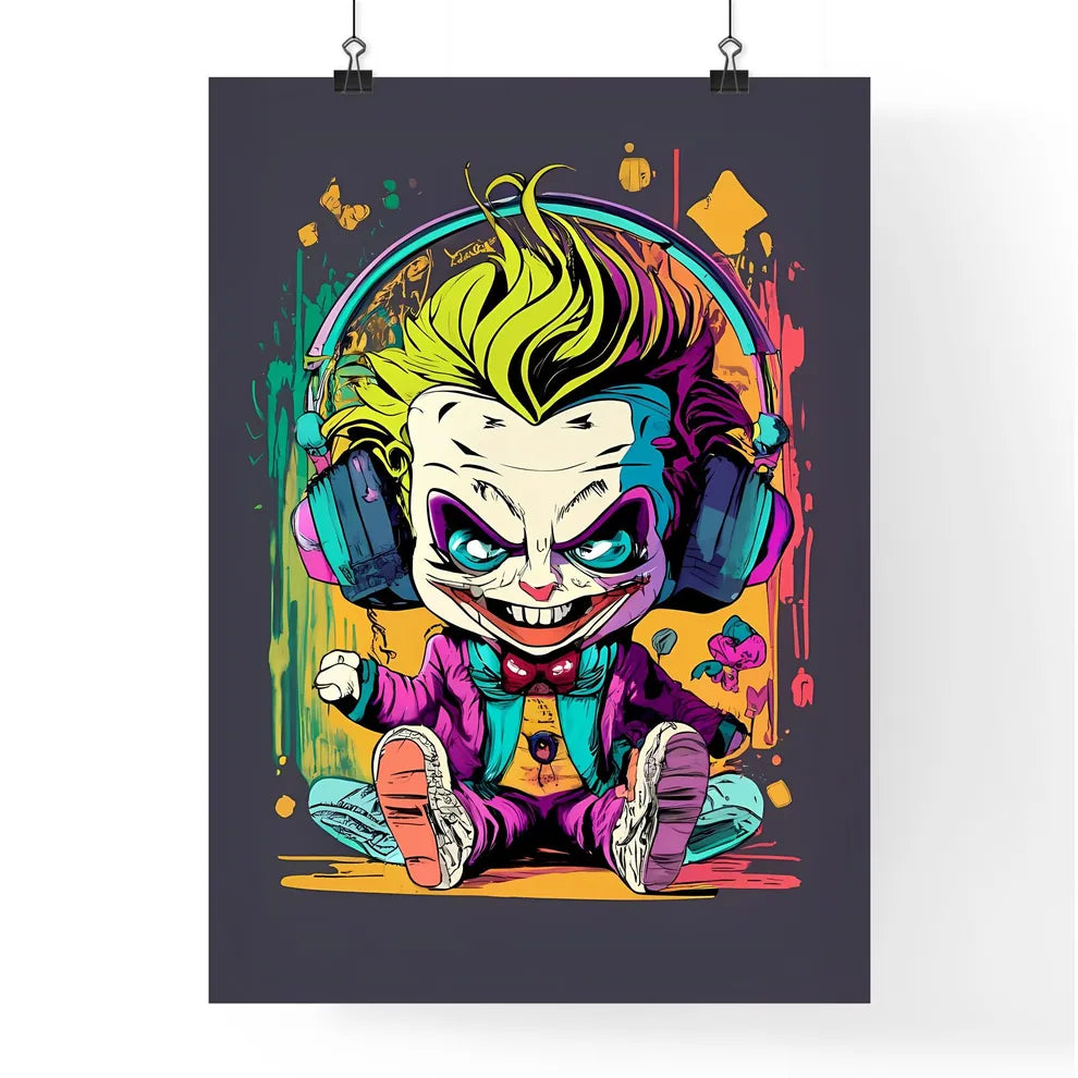 A Cartoon Of A Clown Wearing  Poster