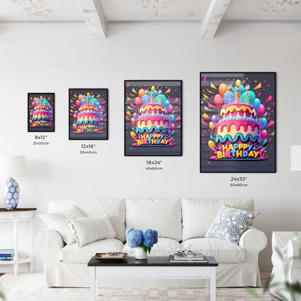 Happy Birthday - A Colorful Birthday Cake Wi Wall Art