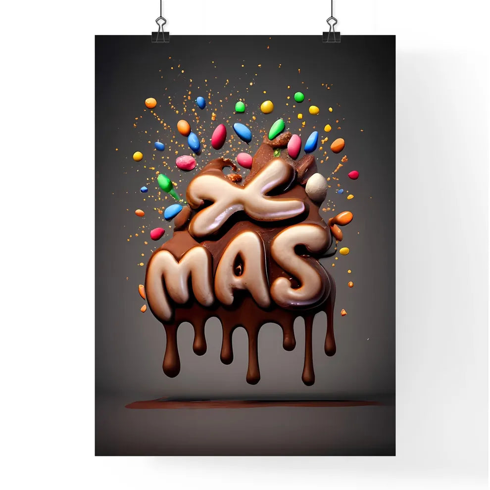 Xmas - A Chocolate Covered Text With Candy A Poster