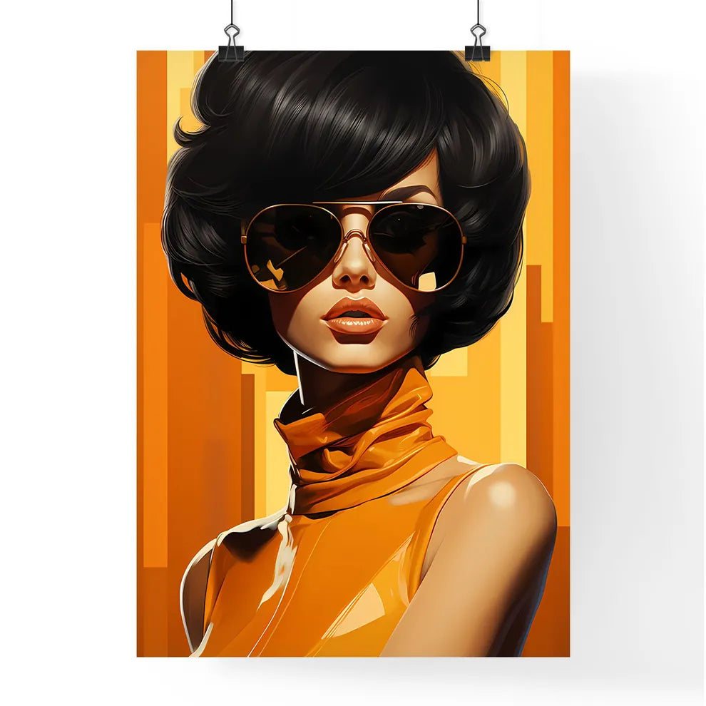 70's - A Woman With Short Black Hair Wearing Poster
