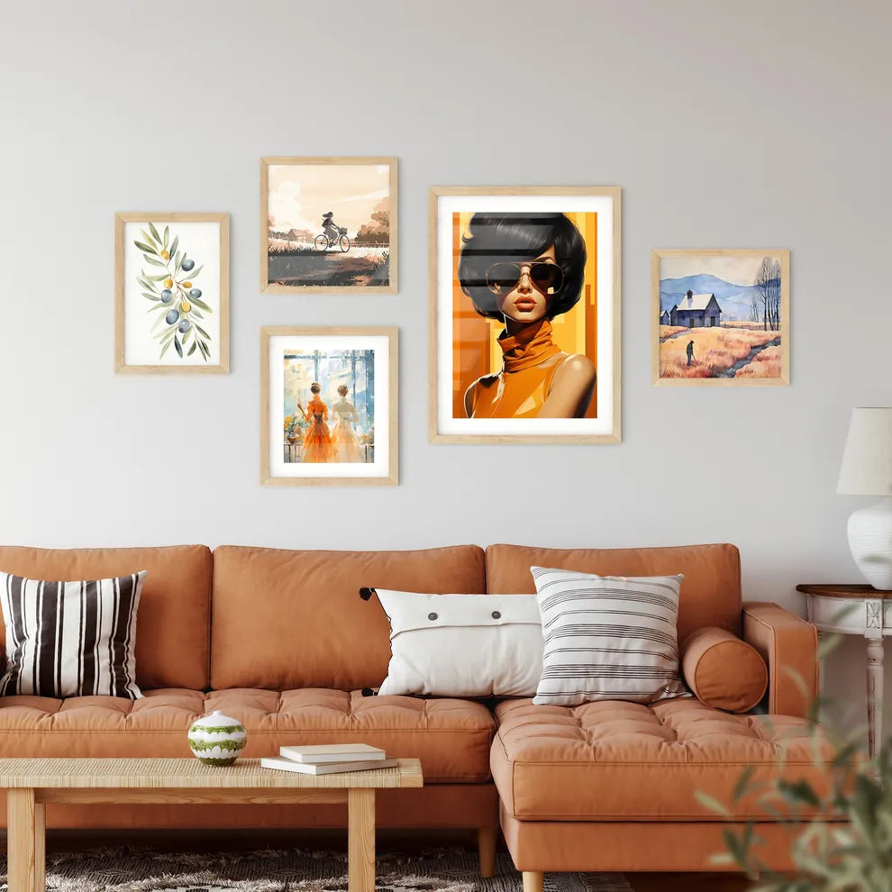 70's - A Woman With Short Black Hair Wearing Framed Print