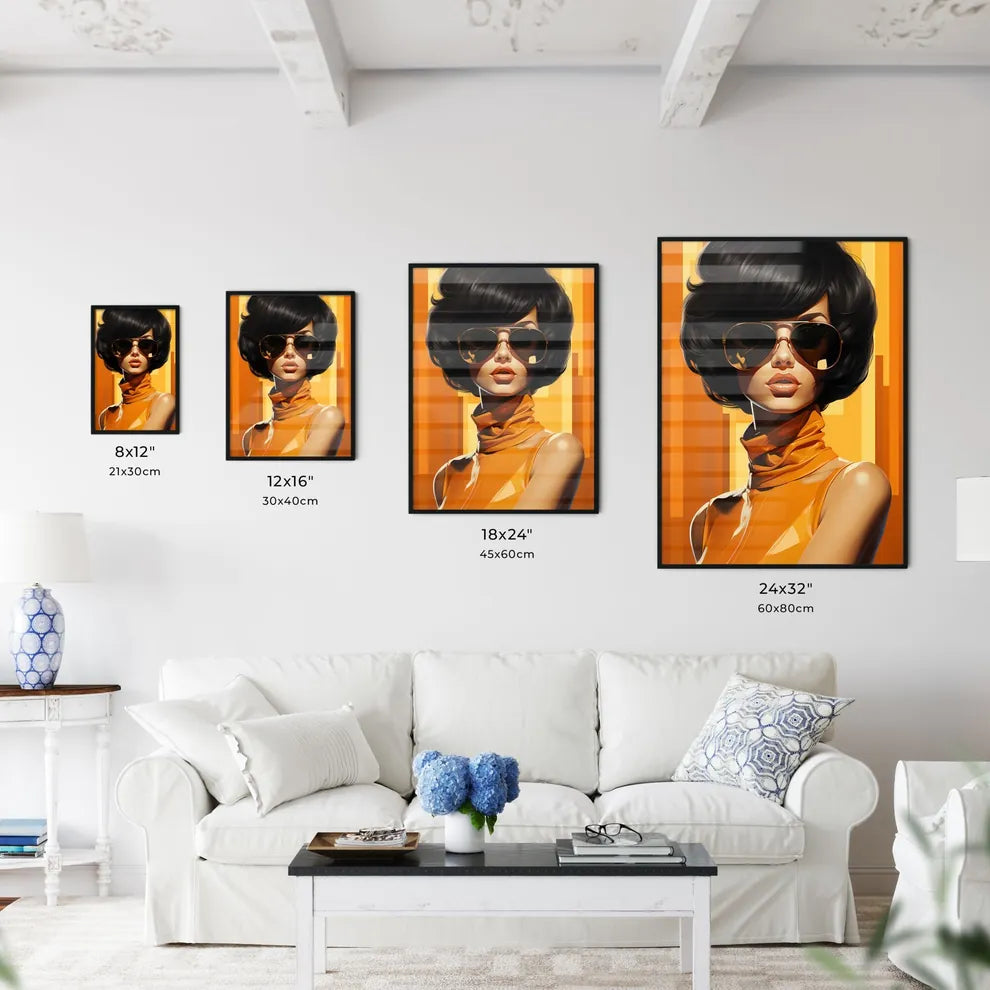 70's - A Woman With Short Black Hair Wearing Wall Art