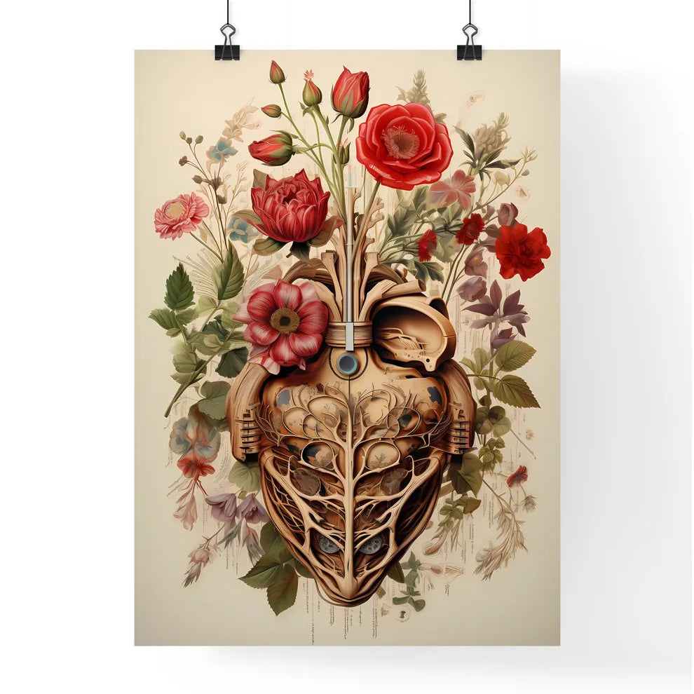 A Artwork Of A Human Heart With Flower Poster