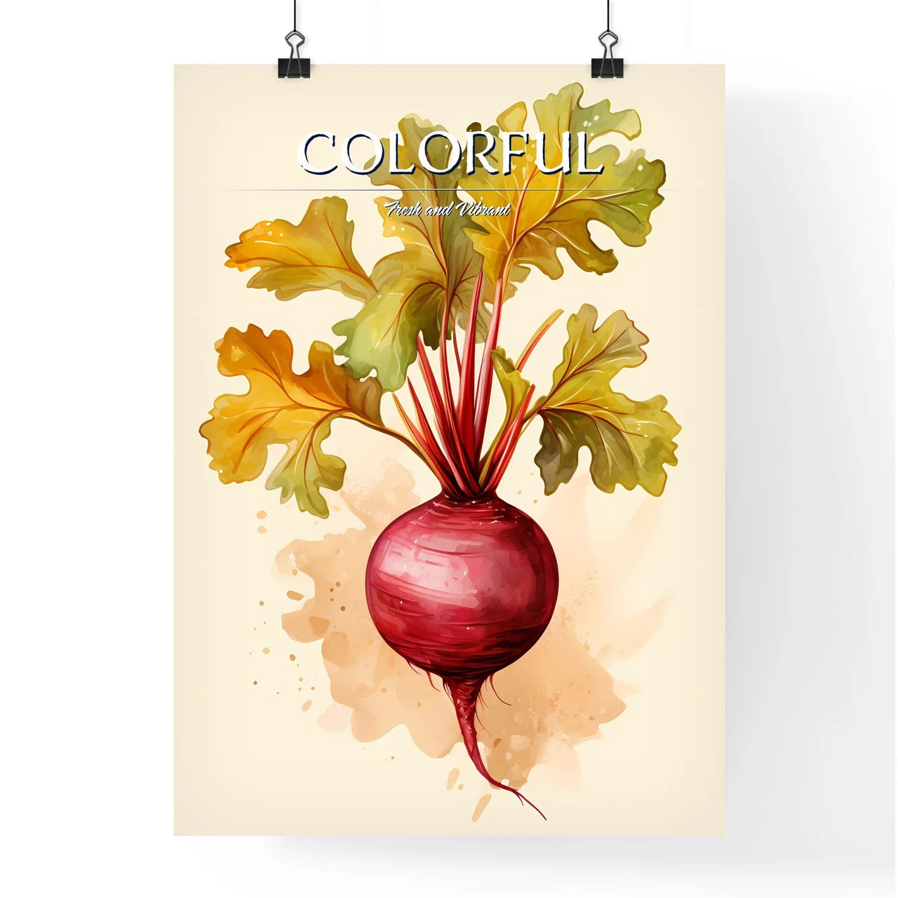 A Beet With Leaves And Stem Poster