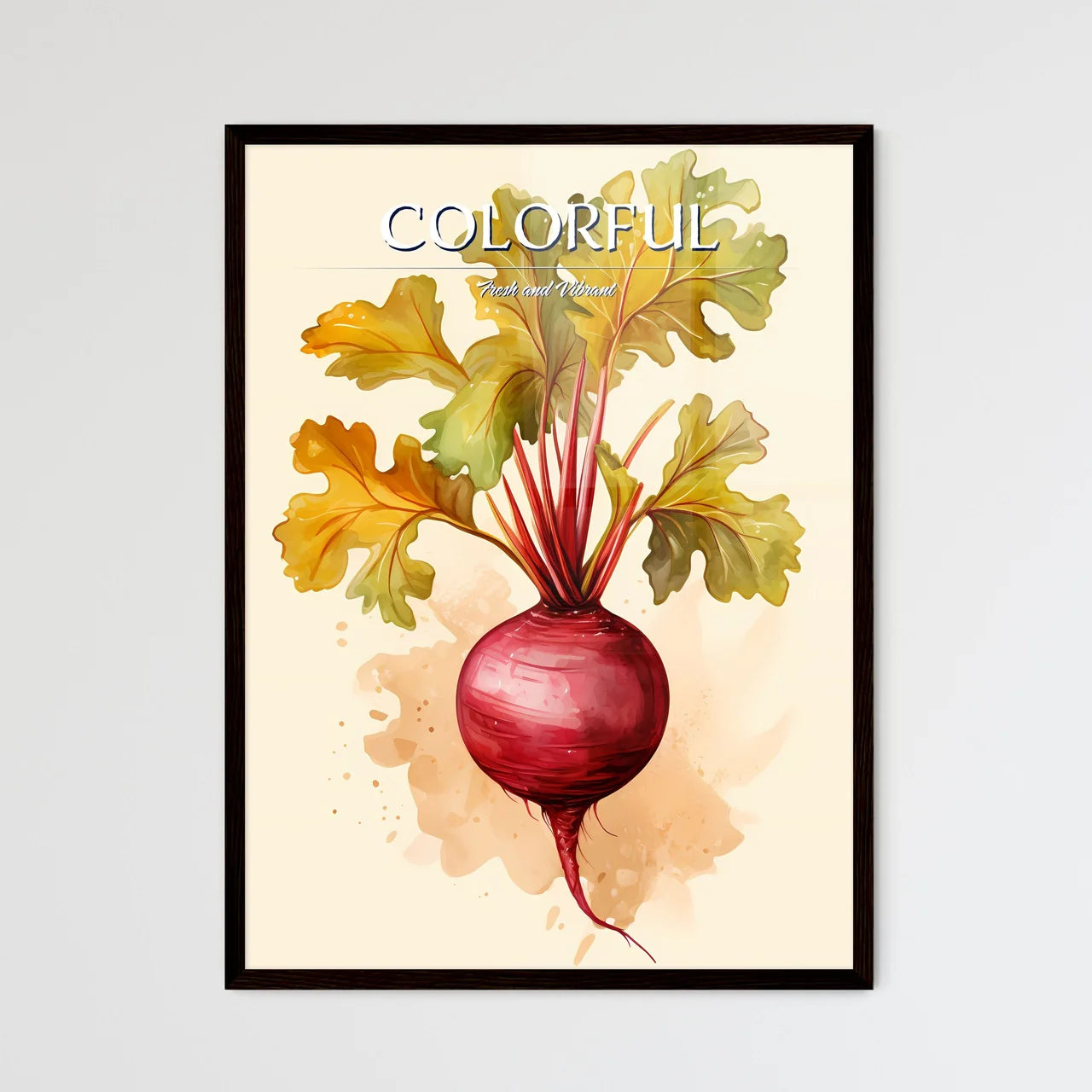 A Beet With Leaves And Stem - Framed Art Print