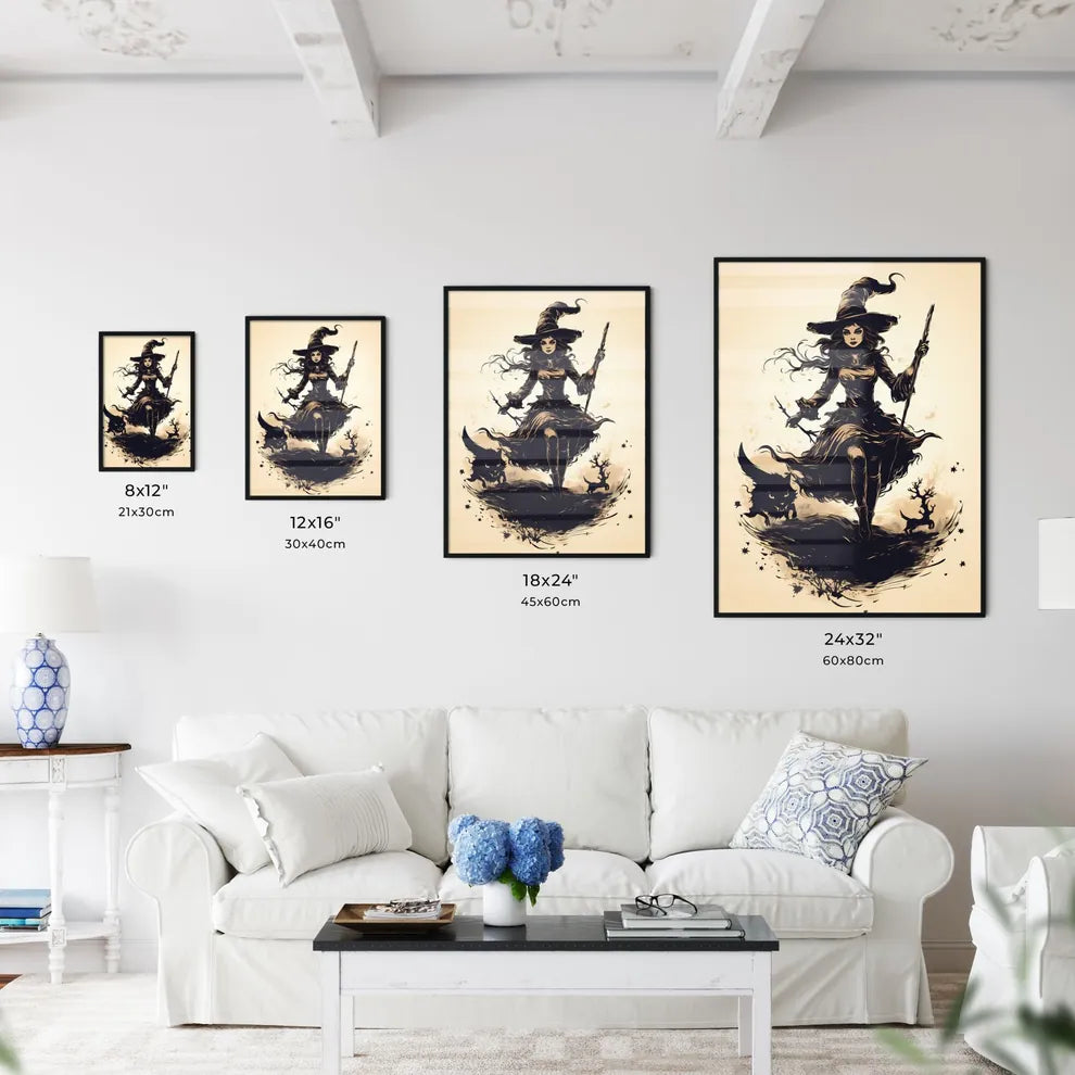 A Black And White Illustration Of A Perso Wall Art