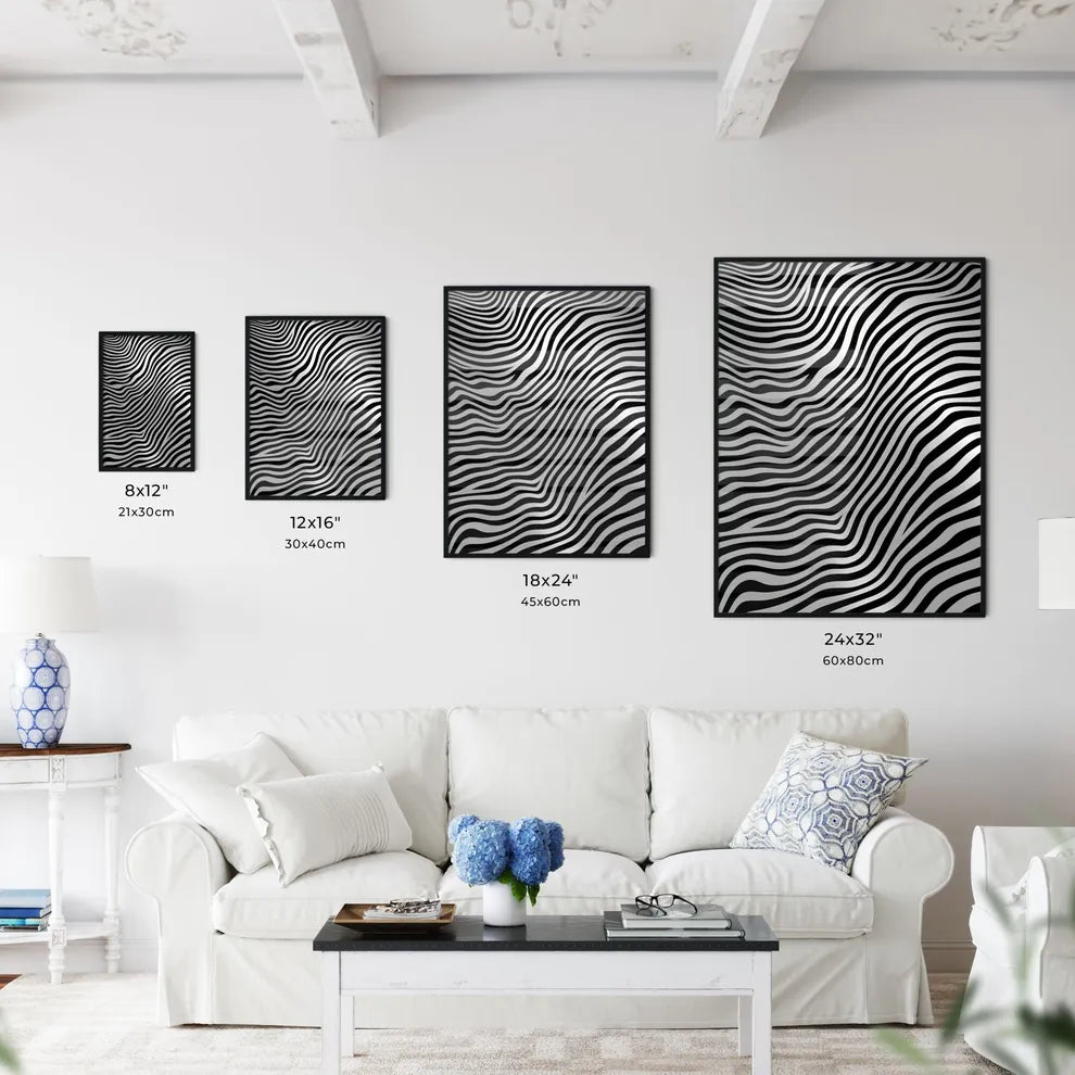 A Black And White Striped Patter Wall Art