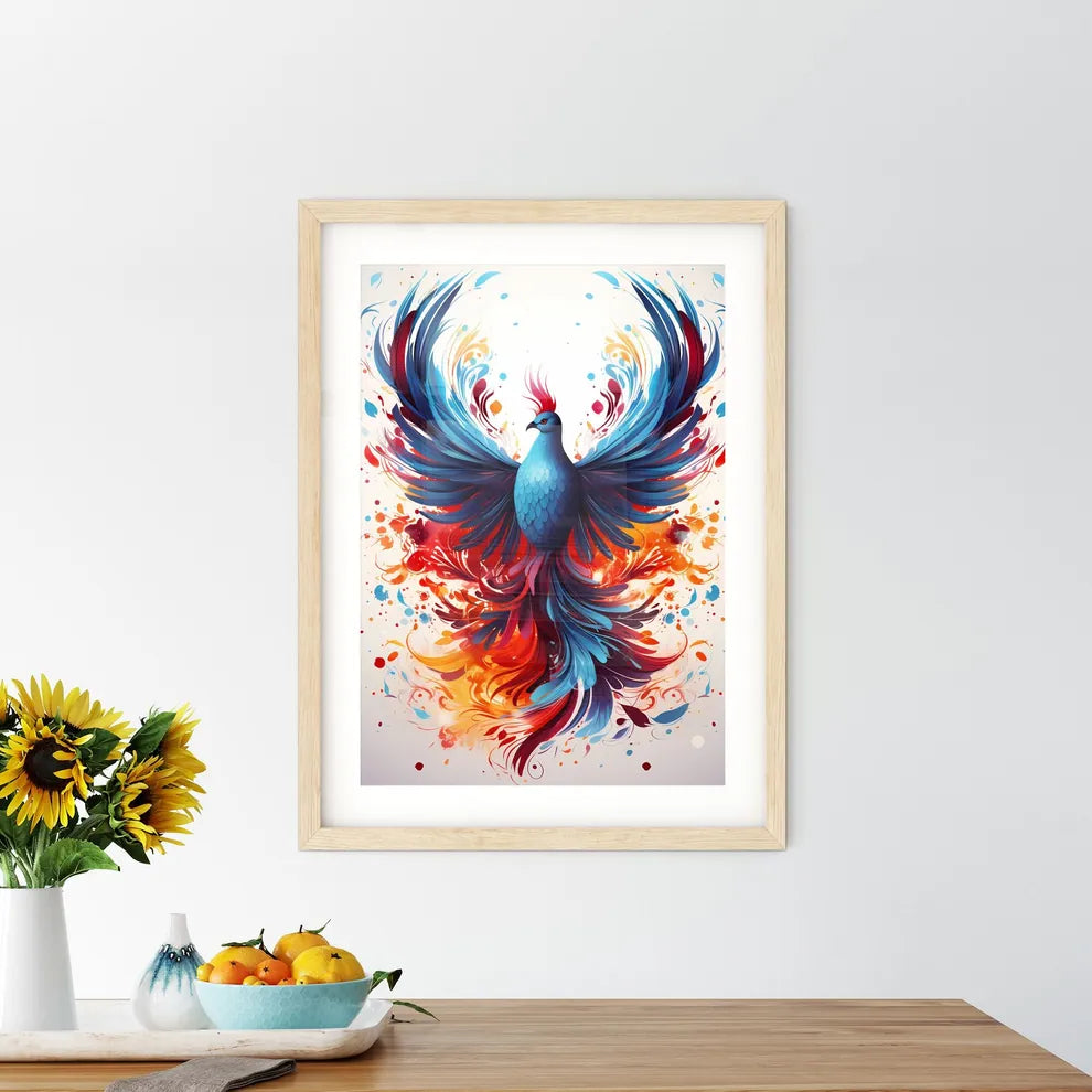 A Blue Bird With Colorful Fea Size Chart