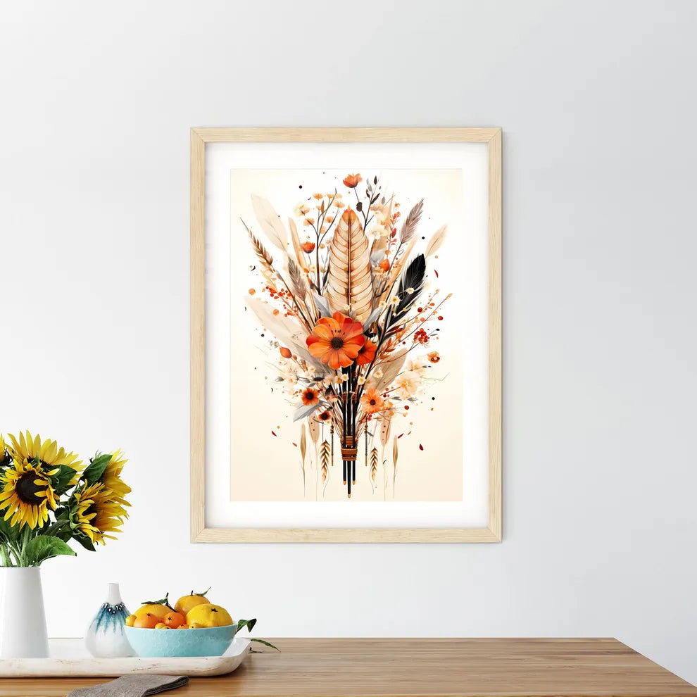 A Bouquet Of Flowers And Feather - Kitchen Hangings