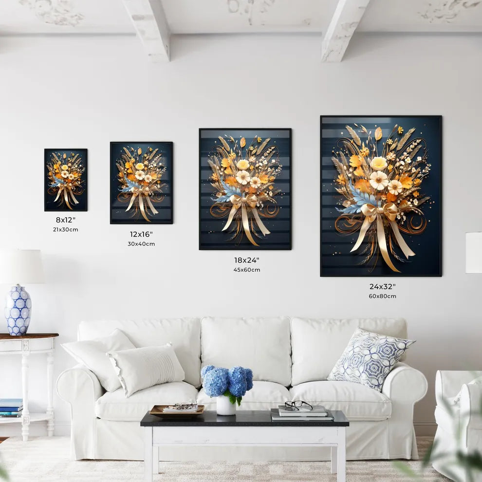 A Bouquet Of Flowers And Leave Wall Art