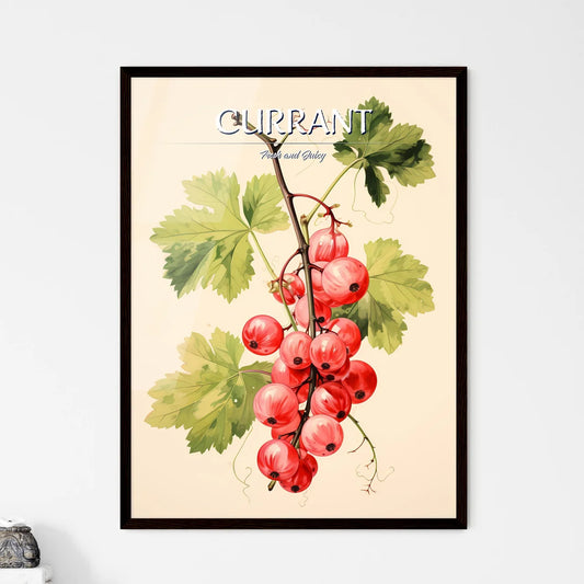A Branch Of Red Currants With Green Leave - Framed Art Print