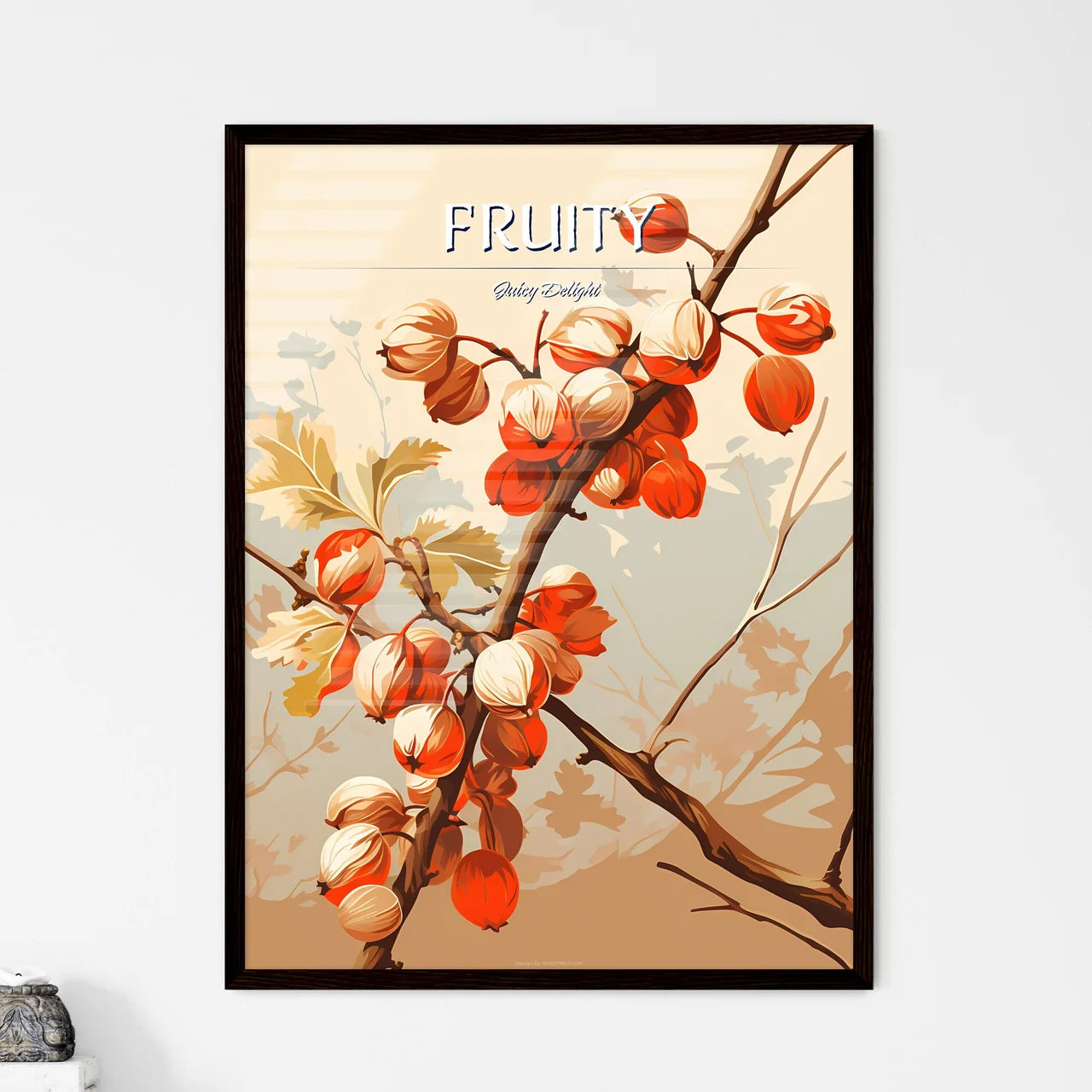 A Branch With Fruit On I - Framed Art Print