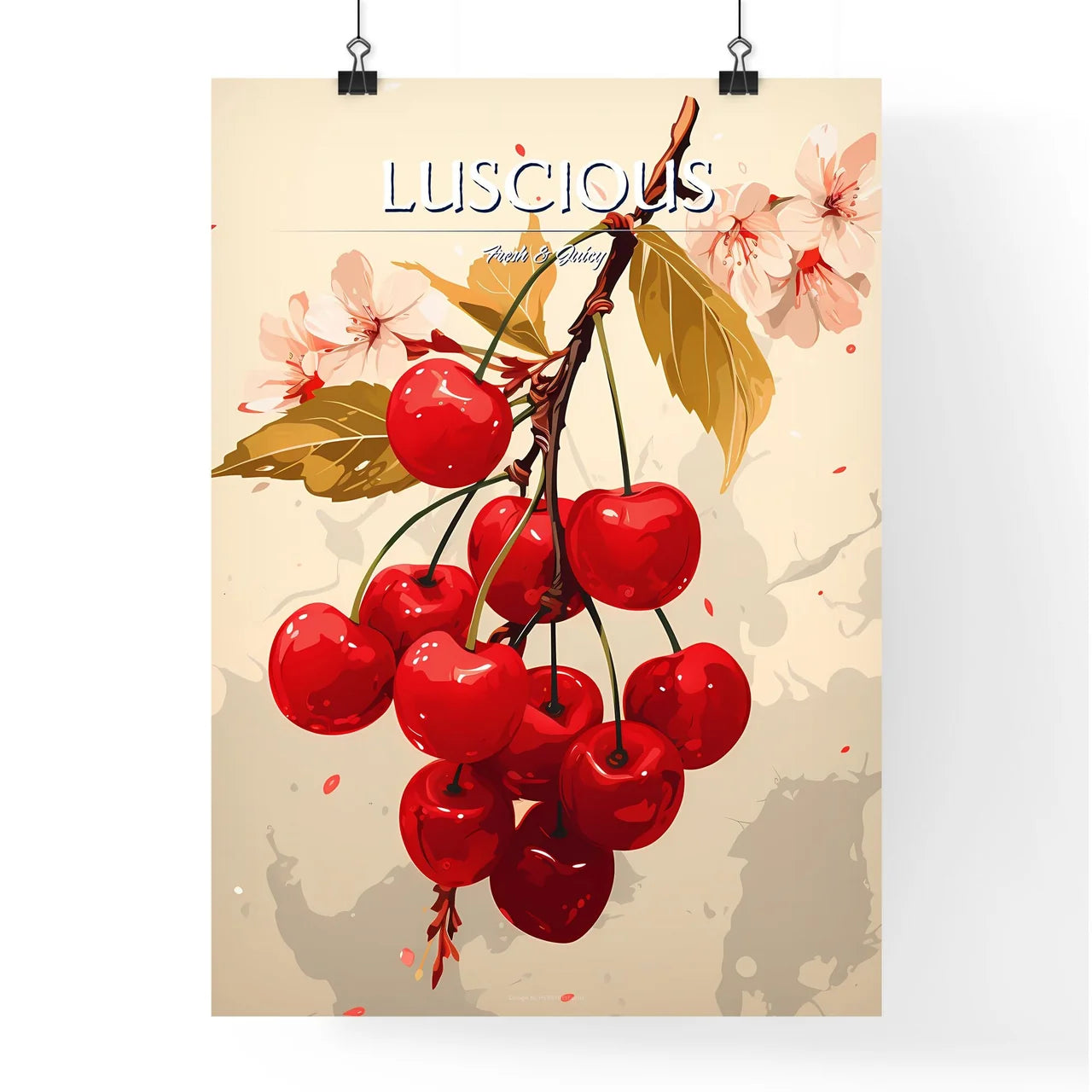 A Bunch Of Cherries On A Branc Poster