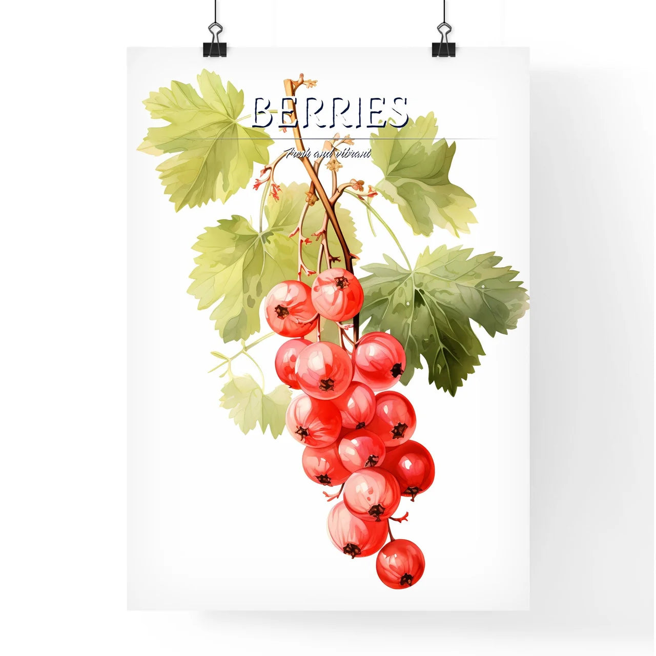 A Bunch Of Red Berries On A Branc Poster