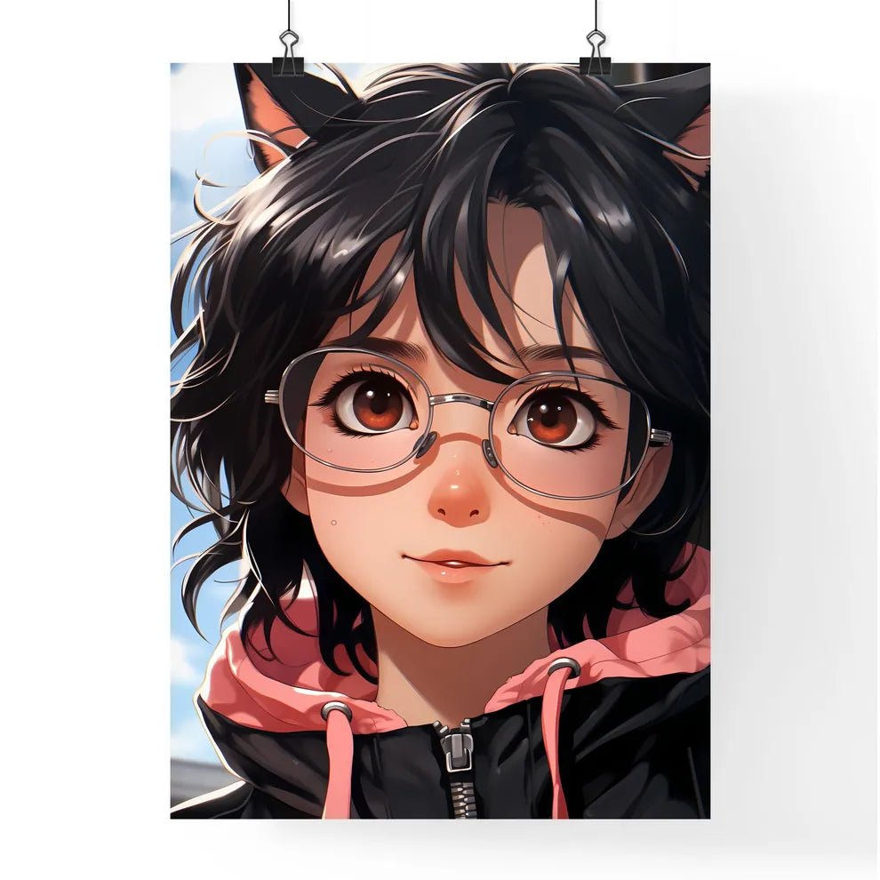 A Cartoon Girl With Glasses And Ear Poster