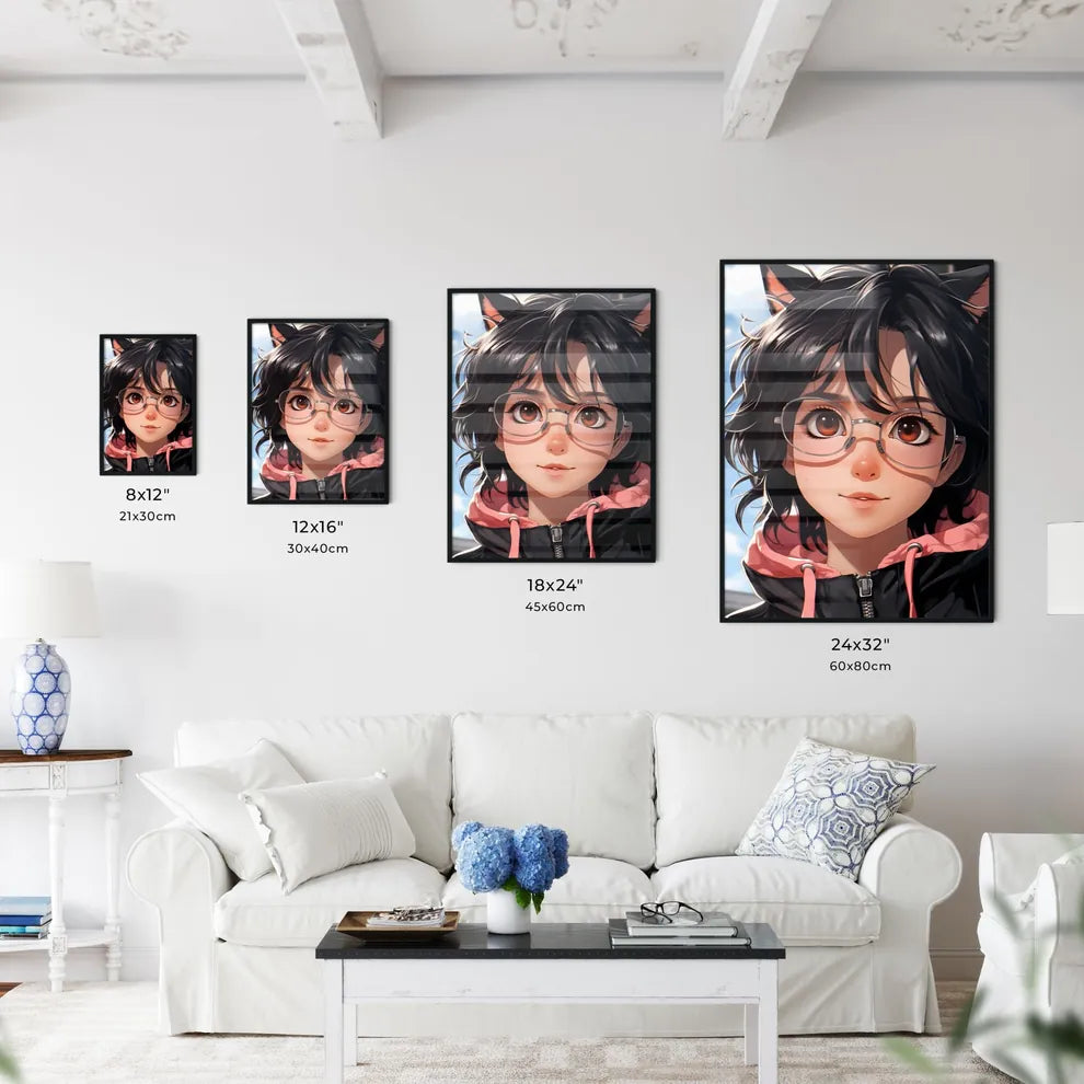 A Cartoon Girl With Glasses And Ear Wall Art