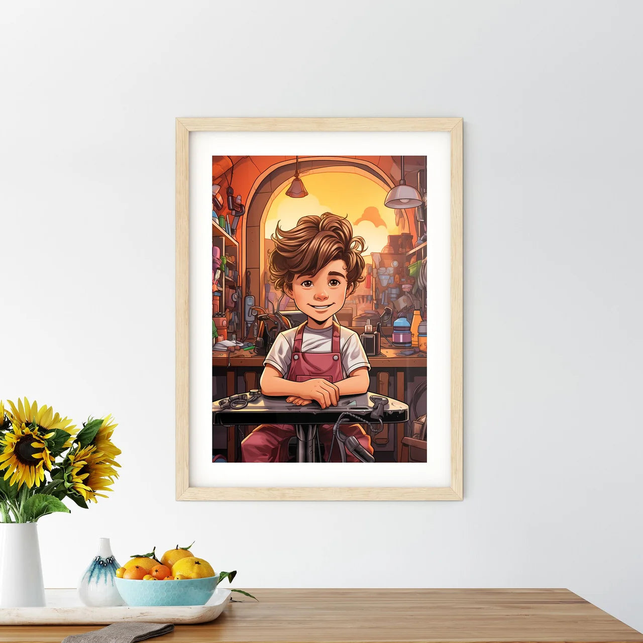 A Cartoon Of A Boy In A Workshop Default Title