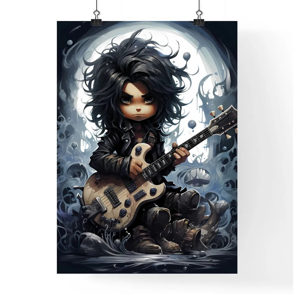 A Cartoon Of A Boy Playing A Guita Poster