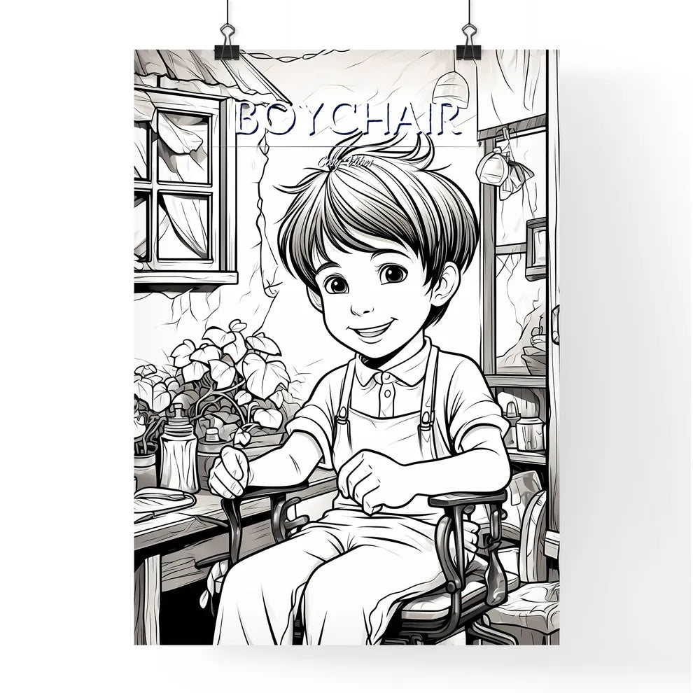 A Cartoon Of A Boy Sitting In A Chai Poster