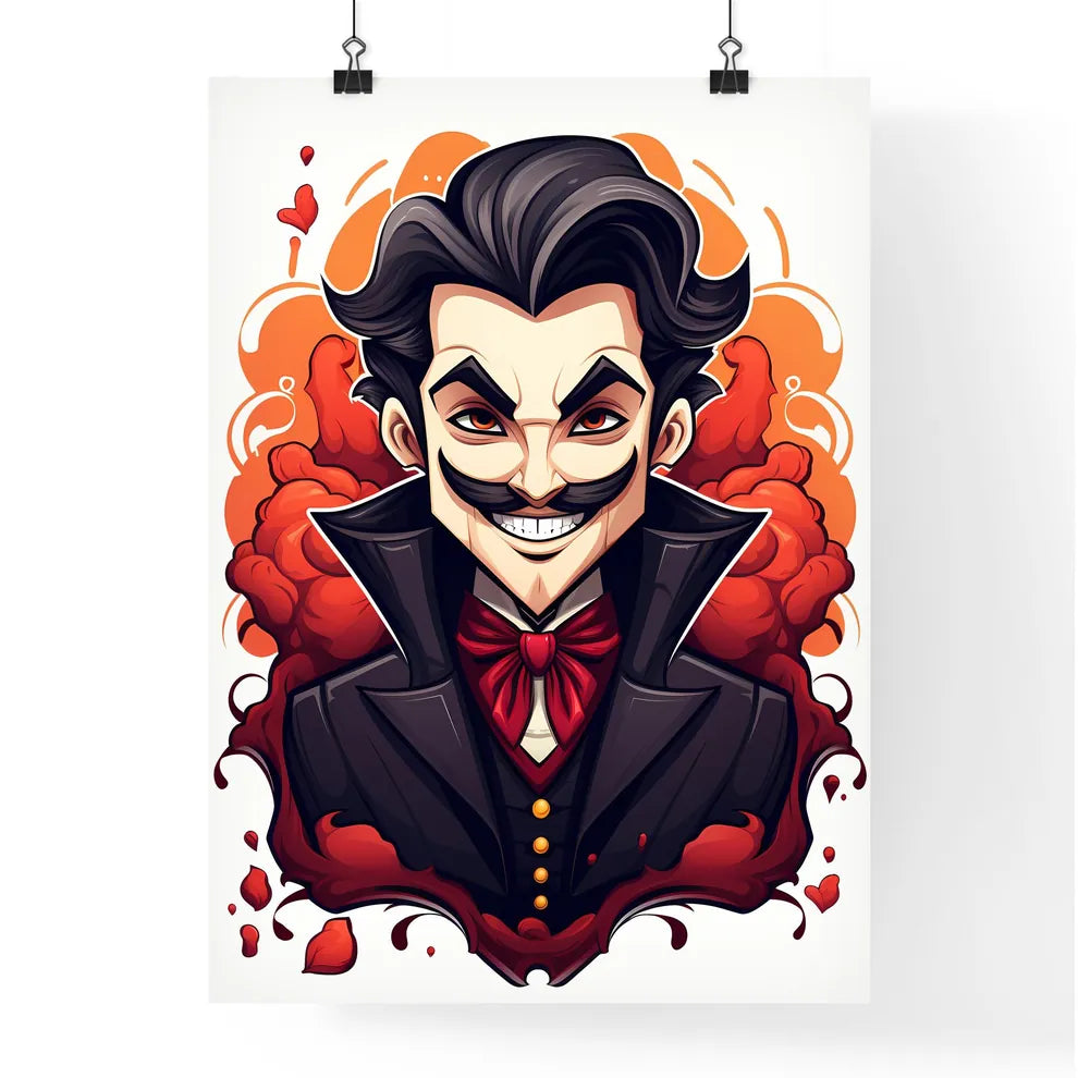 A Cartoon Of A Man With A Mustach Poster