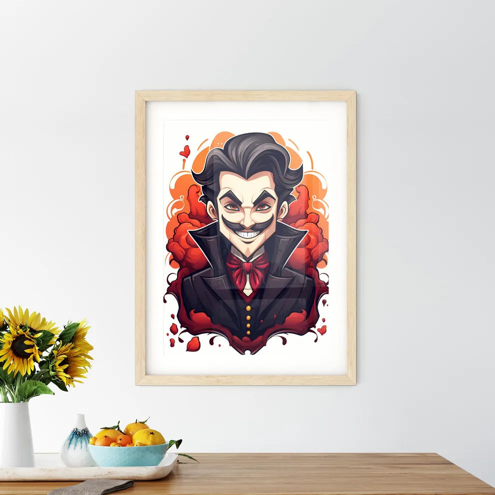 A Cartoon Of A Man With A Mustach - Kitchen Hangings