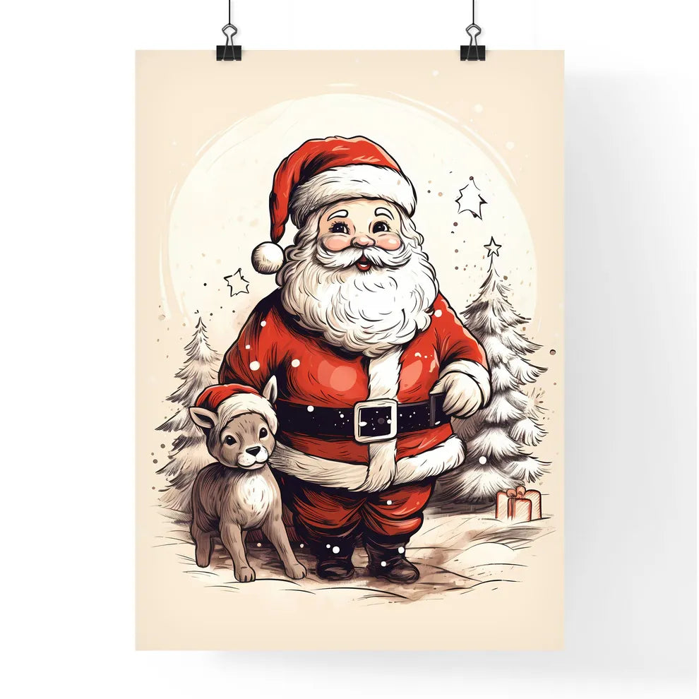 A Cartoon Of A Santa Claus An Poster