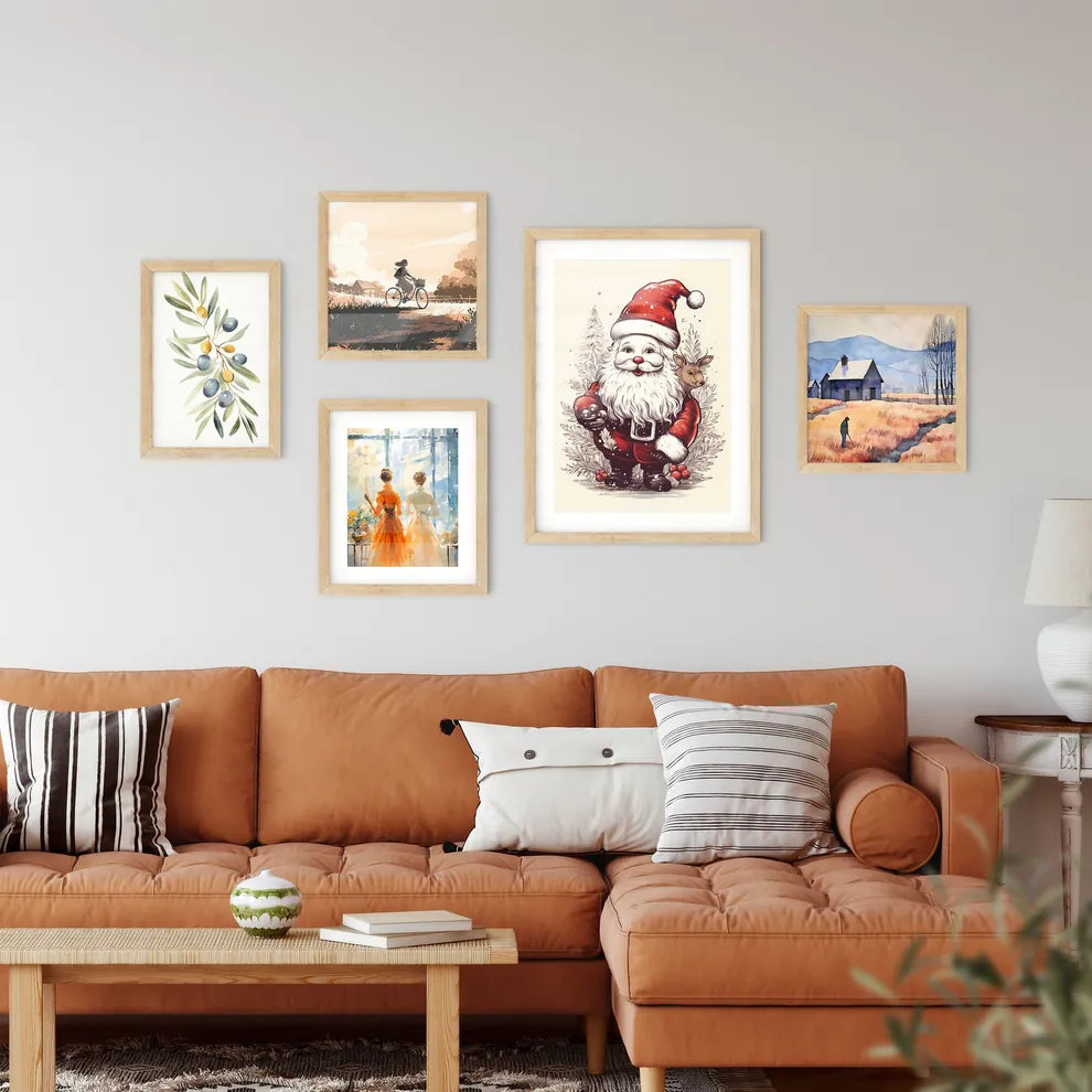 A Cartoon Of A Santa Claus Ho Framed Print