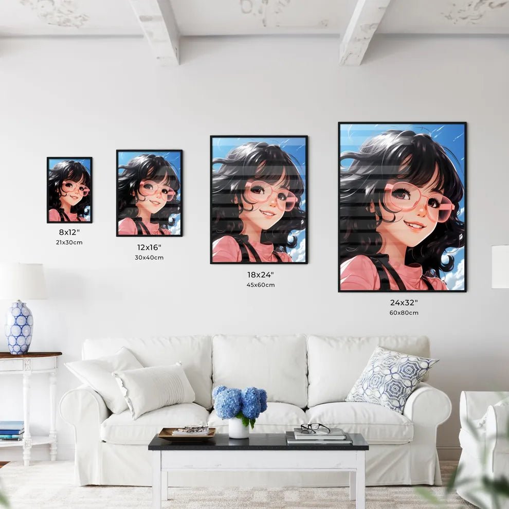 A Cartoon Of A Woman Wearing Glasse Wall Art