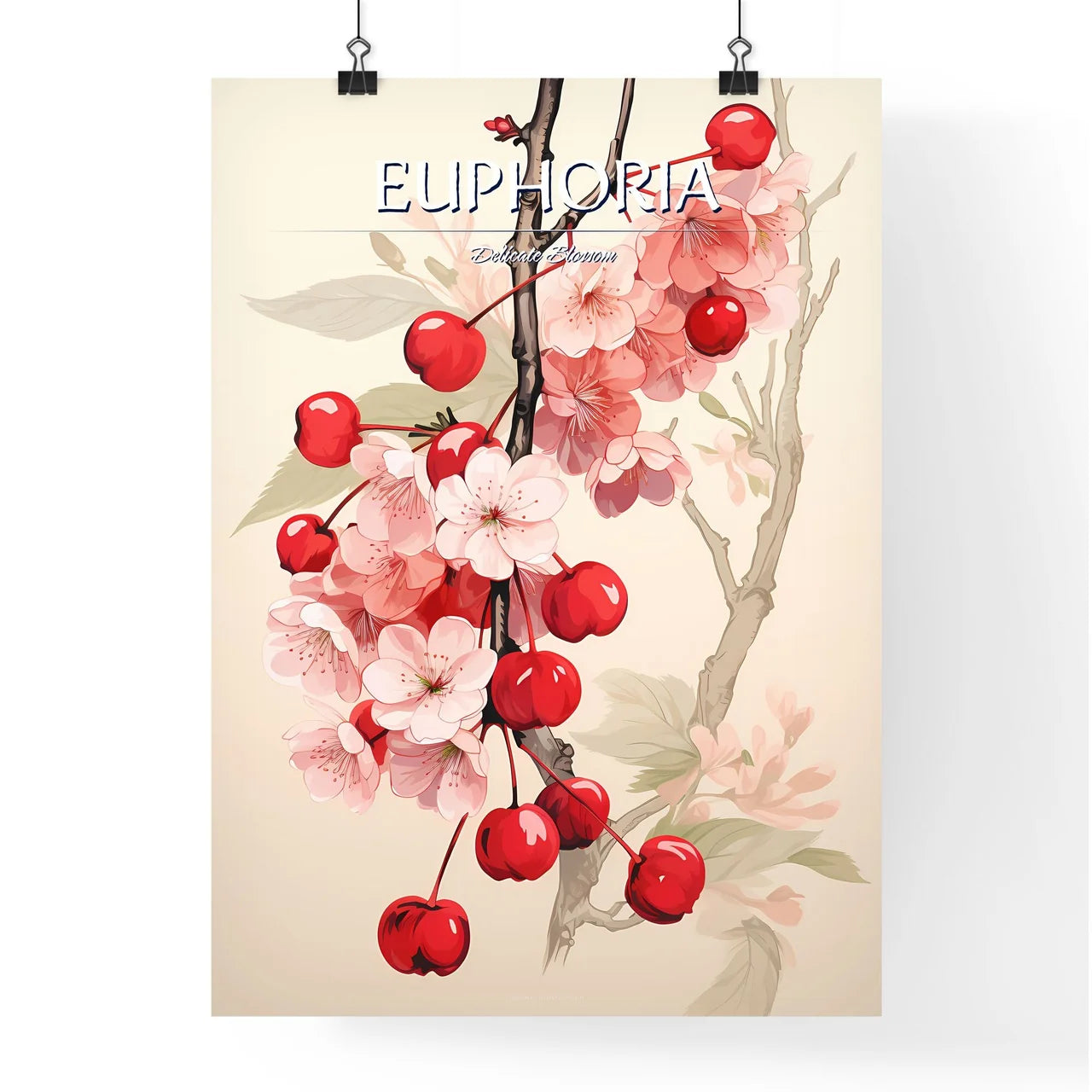 A Cherry Blossoms On A Branc Poster