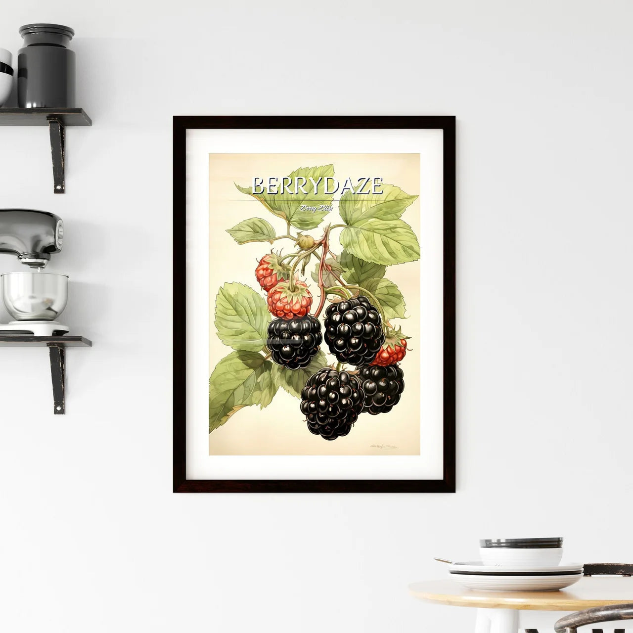 A Close Up Of A Blackberry Plan Framed Print