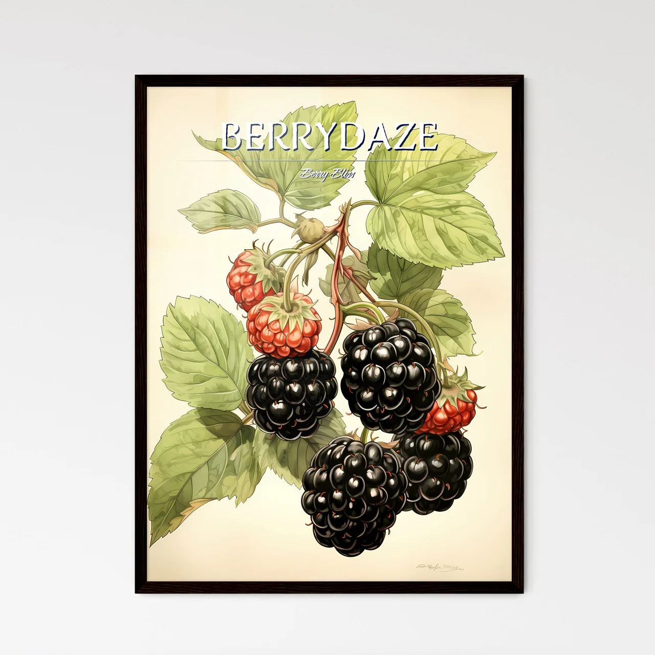 A Close Up Of A Blackberry Plan - Framed Art Print