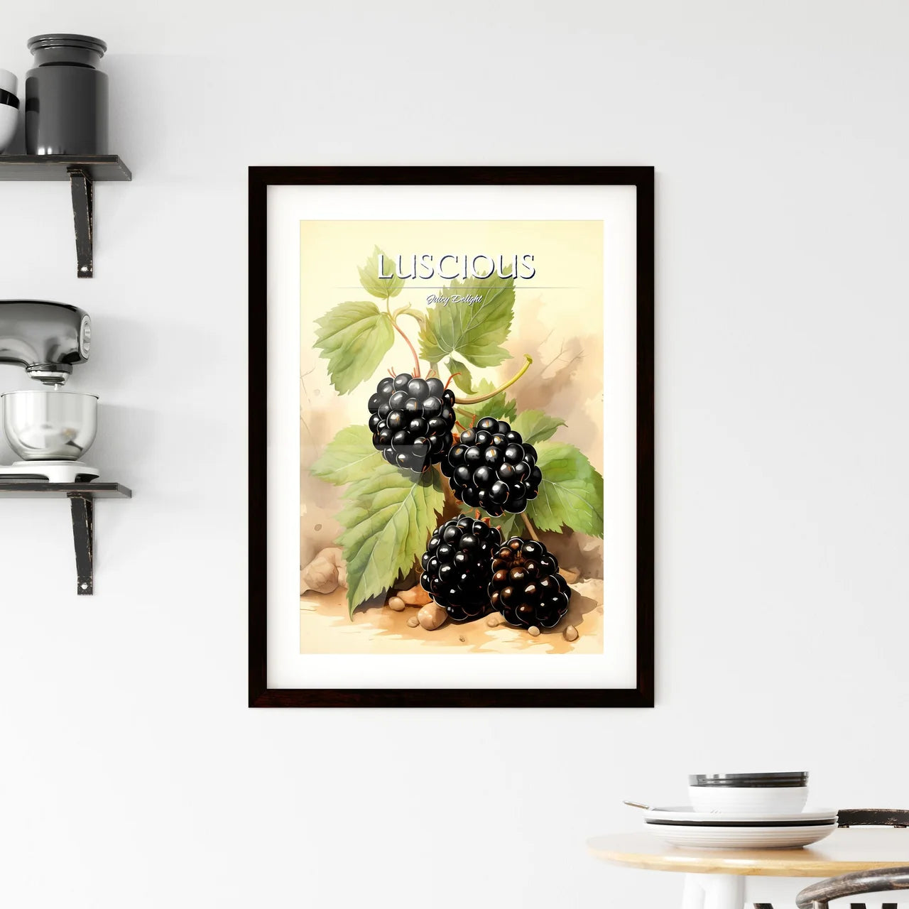 A Close Up Of A Blackberry Plan Framed Print