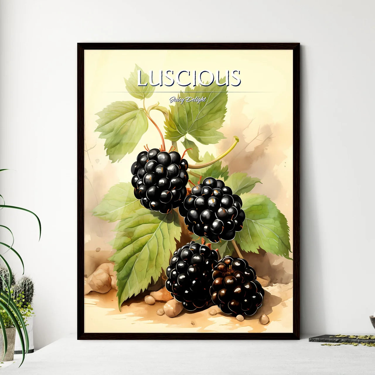 A Close Up Of A Blackberry Plan - Framed Art Print