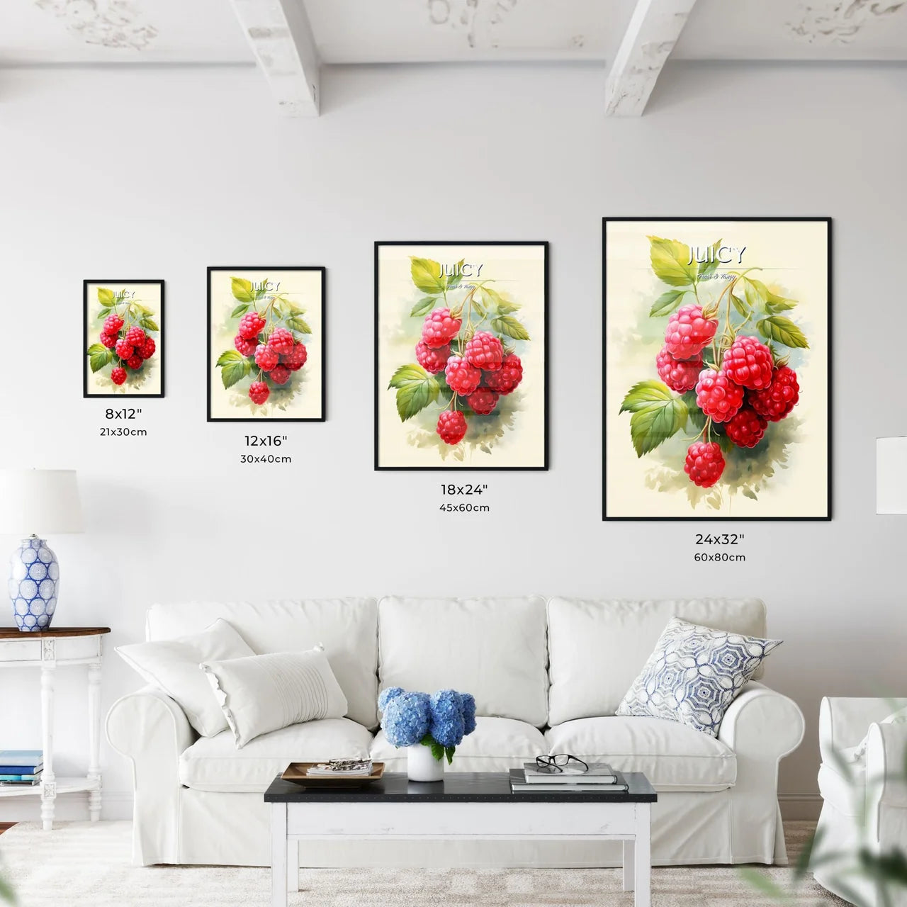 A Close Up Of A Bunch Of Raspberrie - Kitchen Hangings