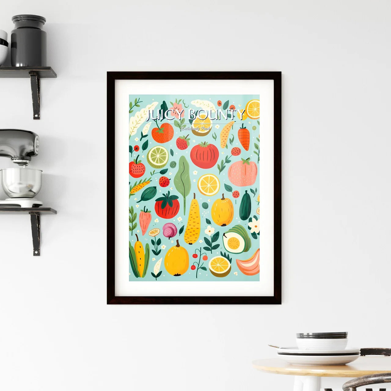 A Collage Of Fruits And Vegetable Framed Print