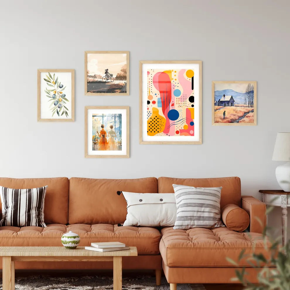 A Colorful Art Piece With Different Shapes A Framed Print
