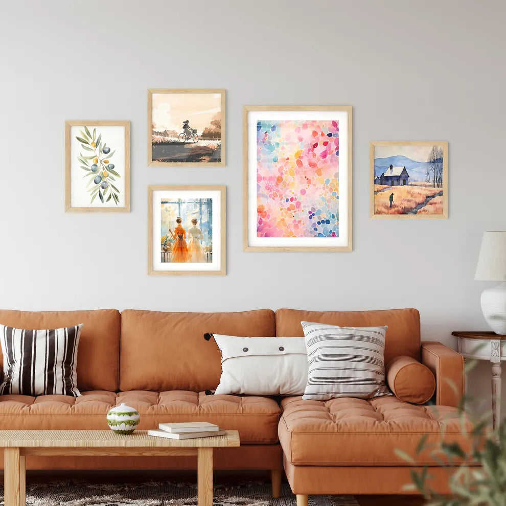 A Colorful Background With Dot Framed Print