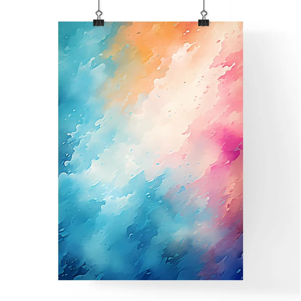 A Colorful Background With White And Blue Sp Poster