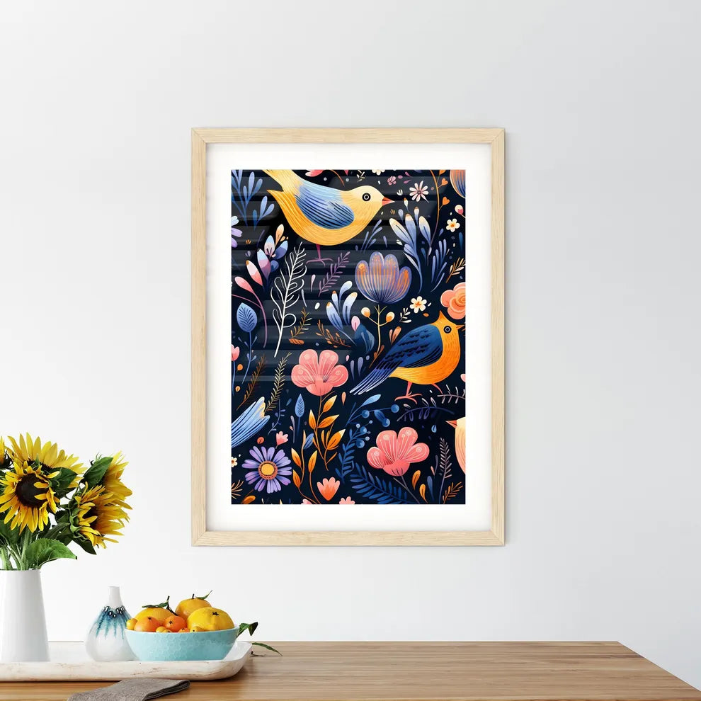 A Colorful Bird And Flowers Size Chart