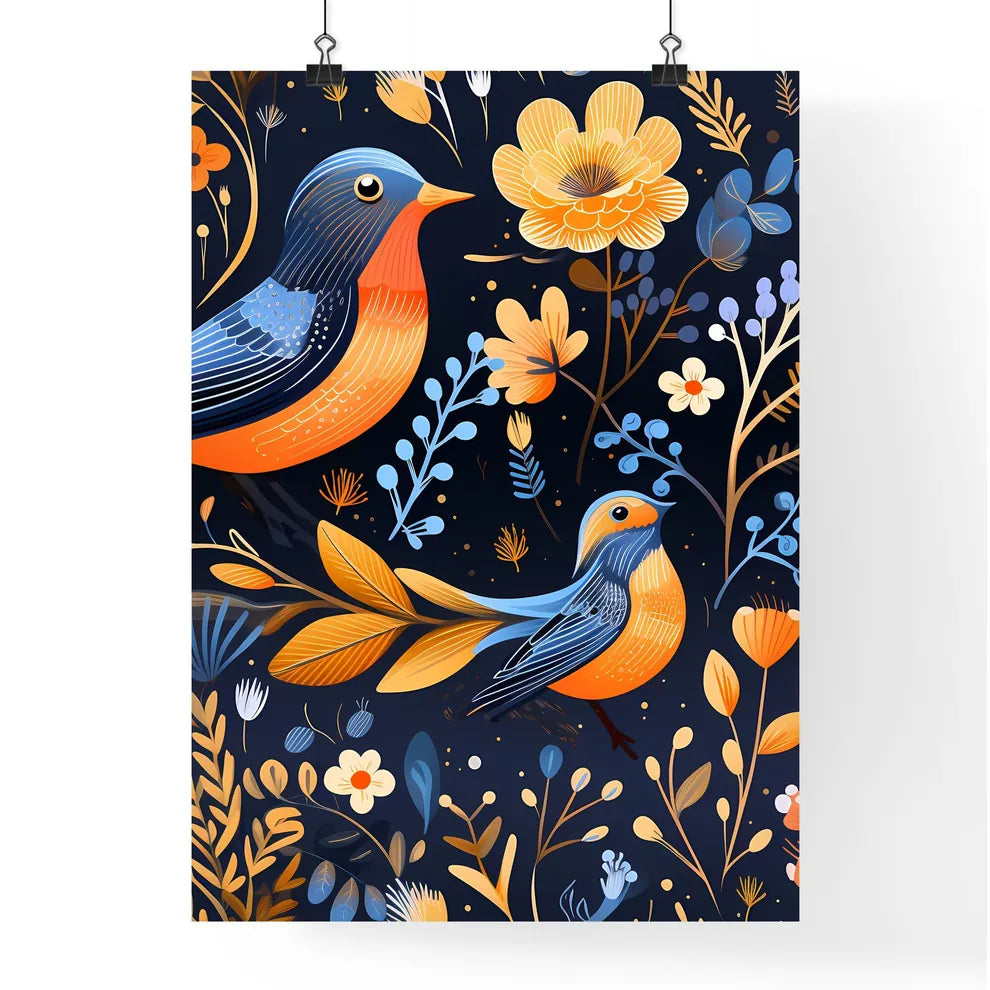 A Colorful Bird And Flowers Poster