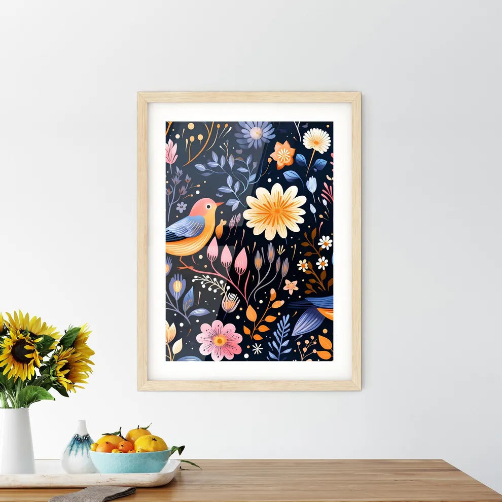 A Colorful Bird And Flowers Size Chart